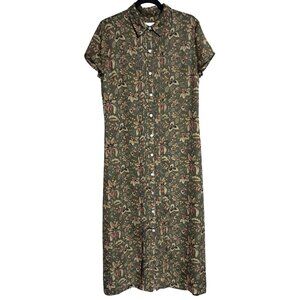Vintage Charter Club Cottagecore PrairieFloral Shirt Dress Size 12  Green Tapest